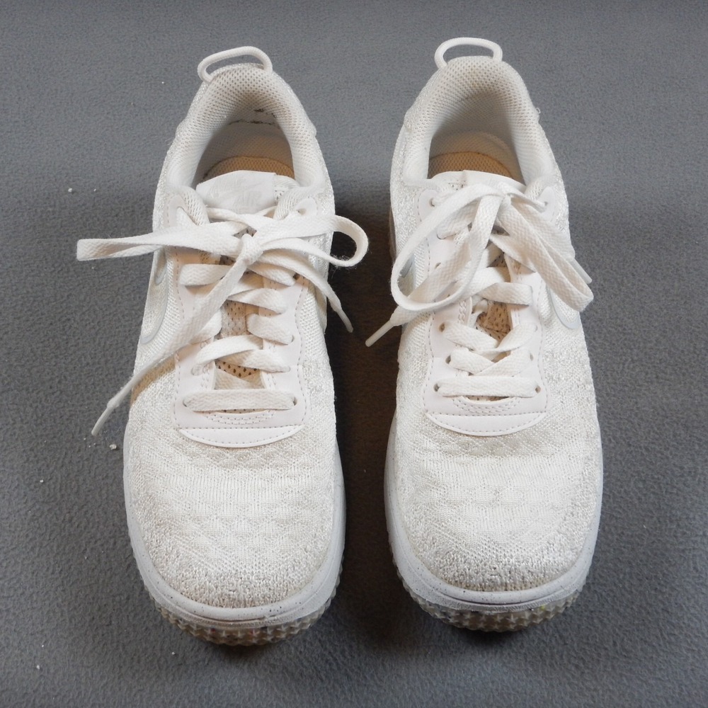 Nike Womens 6 Air Force‎ 1 AF1 Low Crater FlyKnit Cream Sneakers Shoe